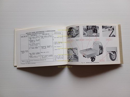 Piaggio APE 50 1969 manuale uso manutenzione motocarro originale 3 …