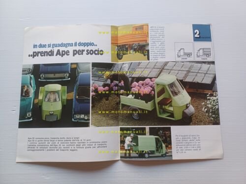 Piaggio Ape 50 1975 motocarro depliant italiano originale