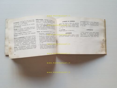 Piaggio APE 50-250 1970 manuale uso manutenzione motocarro originale 3 …