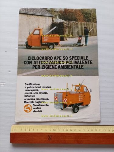 Piaggio Ape 50 allestimento Carrozzeria Moderna anni 80 depliant originale