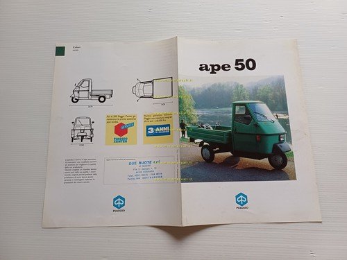 Piaggio Ape 50 anni 90 depliant italiano originale motocarro