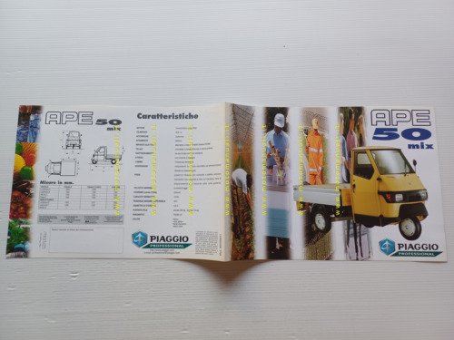 Piaggio Ape 50 MIX depliant originale ITALIANO motocarro brochure