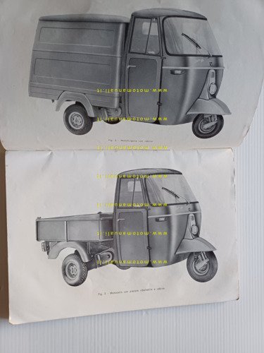 Piaggio Ape 500 400 350 1967 manuale uso manutenzione libretto …