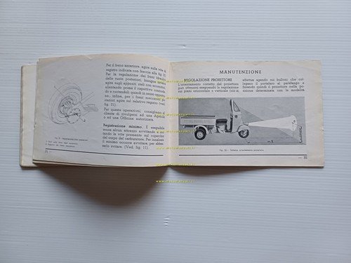 Piaggio Ape AC4 1962 manuale uso manutenzione libretto istruzioni originale