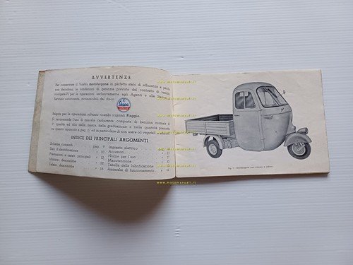 Piaggio Ape AC4 1962 manuale uso manutenzione libretto istruzioni originale
