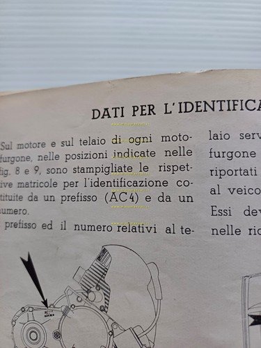 Piaggio Ape AC4 1962 manuale uso manutenzione libretto istruzioni originale