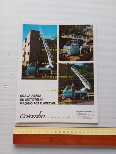 Piaggio Ape allestimento Colombo scale aeree anni 80 depliant originale