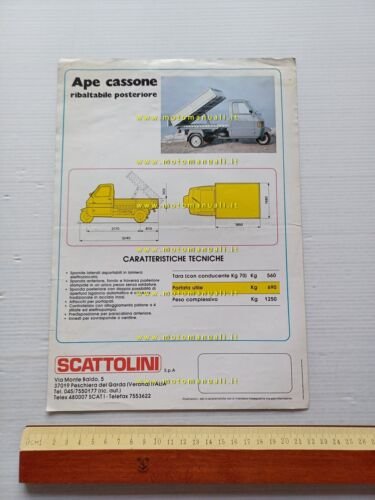 Piaggio Ape allestimento Scattolini anni 80 depliant originale