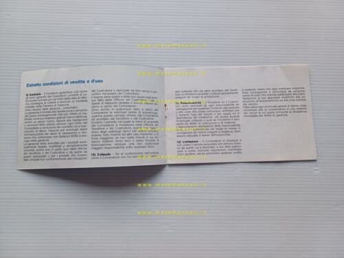 Piaggio Ape anni '90 libretto tessera garanzia originale warranty booklet