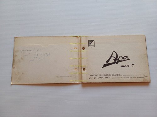 Piaggio Ape C AC2 1959 catalogo ricambi originale