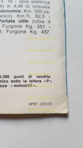 Piaggio APE CAR 1972 depliant originale italiano