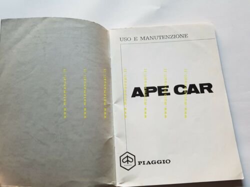Piaggio APE CAR 1972 manuale uso manutenzione motocarro originale 3 …