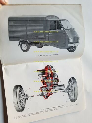 Piaggio APE CAR 1972 manuale uso manutenzione motocarro originale 3 …