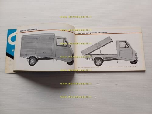 Piaggio Ape CAR manuale uso manutenzione libretto istruzioni originale