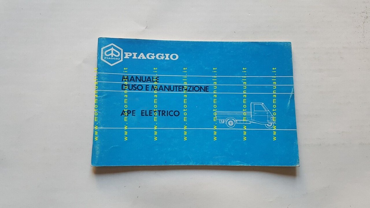 Piaggio Ape Elettrico manuale uso manutenzione libretto originale