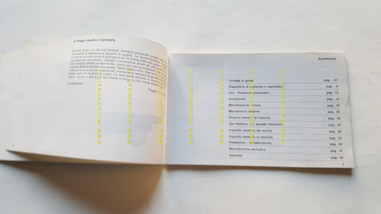 Piaggio Ape Elettrico manuale uso manutenzione libretto originale
