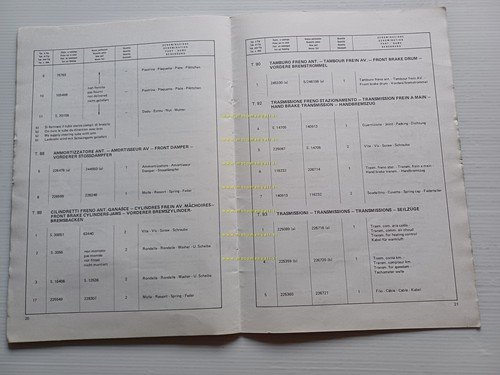 Piaggio Ape MAX Diesel AFD3T 1988 VARIANTI catalogo ricambi originale