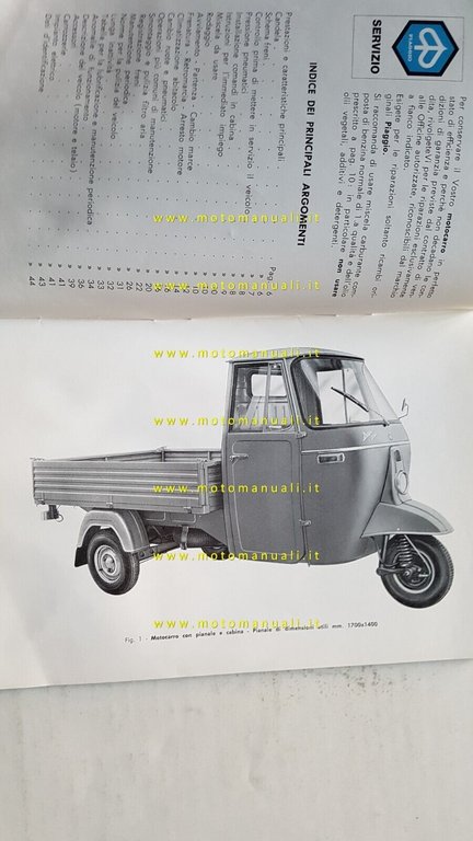 Piaggio Ape MP 1967 manuale uso manutenzione libretto originale