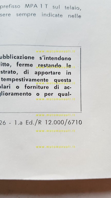Piaggio Ape MP 1967 manuale uso manutenzione libretto originale