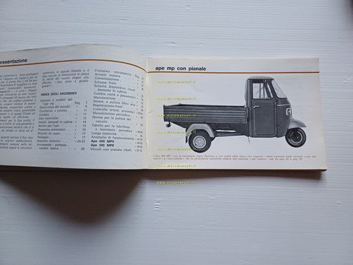 Piaggio Ape MP 1977 manuale uso manutenzione libretto istruzioni originale