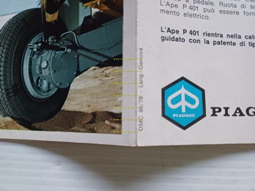 Piaggio APE P 401 1978 depliant originale italiano