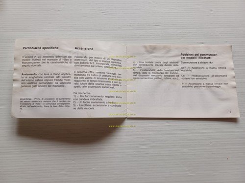 Piaggio APE P 50 Elestart AGGIORNAMENTO manuale uso manutenzione originale