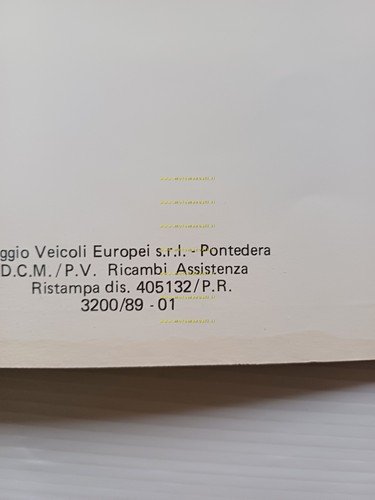 Piaggio Ape P 50 TL6T 1991 VARIANTI catalogo ricambi originale