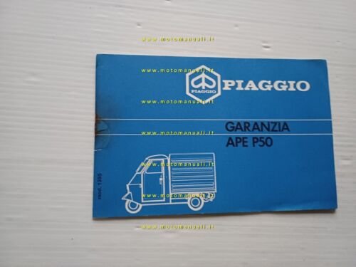 Piaggio Ape P50 anni '80 libretto tessera garanzia originale no …
