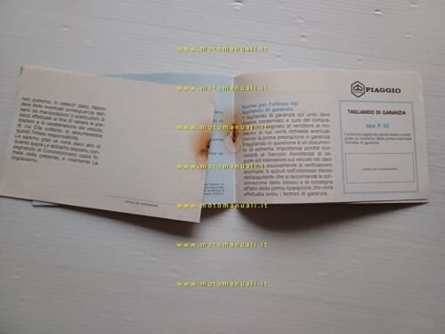 Piaggio Ape P50 anni '80 libretto tessera garanzia originale no …