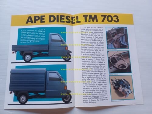 Piaggio Ape TM 703 Diesel motocarro depliant italiano originale