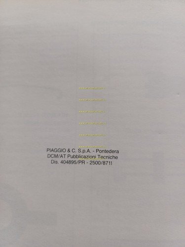 Piaggio APE TM DIESEL 1987 motocarro VARIANTI manuale officina Apecar …