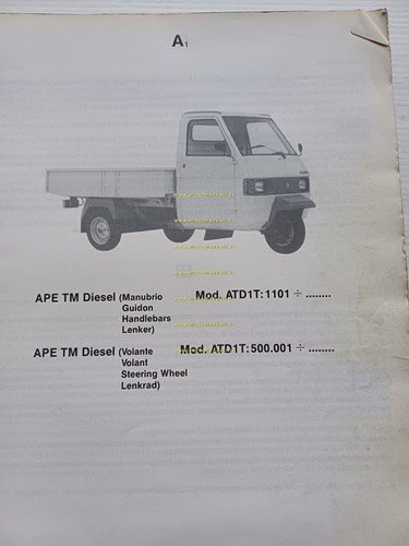 Piaggio Ape TM Diesel ATD1T 1987 catalogo ricambi originale