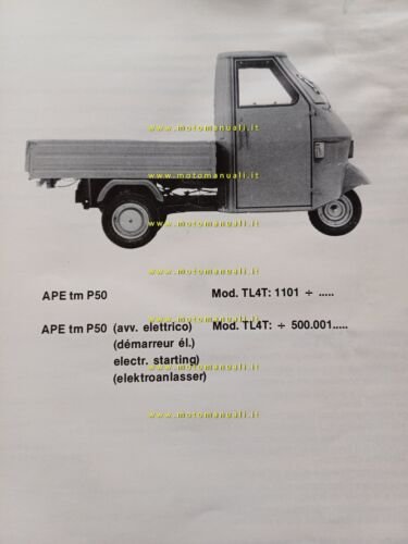 Piaggio Ape TM P 50 TL4T 1986 catalogo ricambi originale