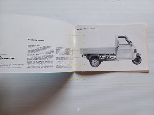 Piaggio Ape TM P 703 1984 manuale uso manutenzione libretto …