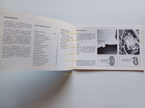 Piaggio Ape TM P 703 1984 manuale uso manutenzione libretto …