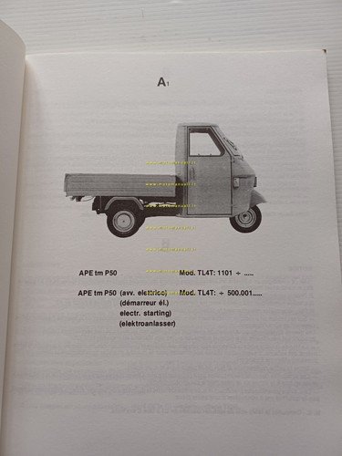 Piaggio Ape TM P50 TL4T 1990 catalogo ricambi originale