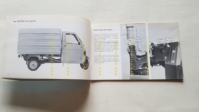 Piaggio APE TM P602 1982 manuale uso manutenzione libretto originale