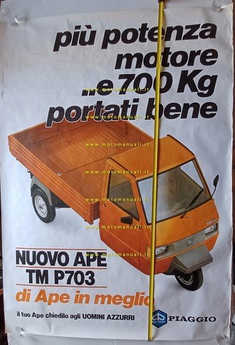 Piaggio Ape TM P703 1984 manifesto poster concessionario originale