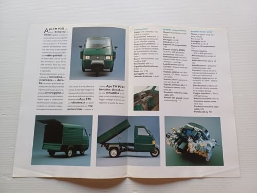 Piaggio Ape TM P703 anni 90 depliant originale ITALIANO motocarro