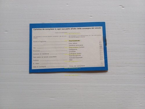 Piaggio Ape tutti modelli libretto tessera garanzia anni '80 originale