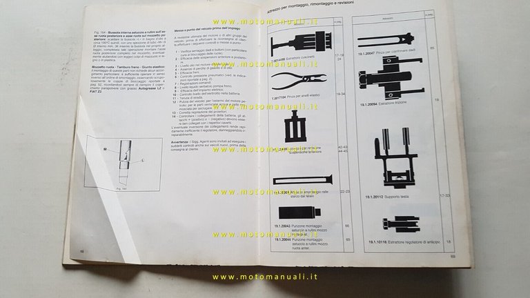 Piaggio Apecar Diesel 1986 manuale officina originale workshop manual