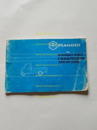 Piaggio APECAR diesel 1986 manuale uso manutenzione ITALIANO originale
