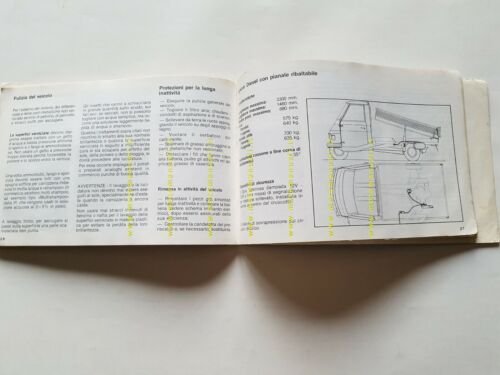 Piaggio APECAR diesel 1986 manuale uso manutenzione ITALIANO originale