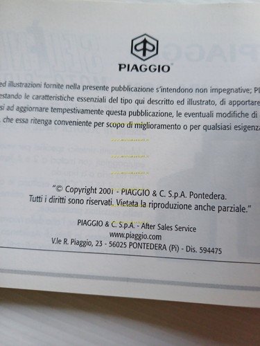 Piaggio Beverly 125-200 2001 manuale uso manutenzione italiano originale