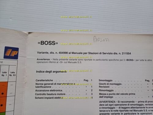Piaggio Boss 50 1988 AGGIORNAMENTO-VARIANTI manuale officina originale
