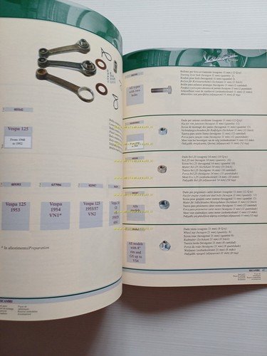 Piaggio catalogo ricambi Vespa Vintage 2000 originale