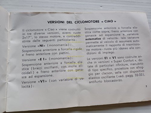 Piaggio Ciao - Boxer 1971 manuale uso manutenzione libretto istruzioni …