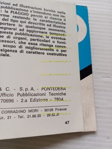 Piaggio Ciao 50 -Bravo -Boxer 2 1978 manuale uso manutenzione …