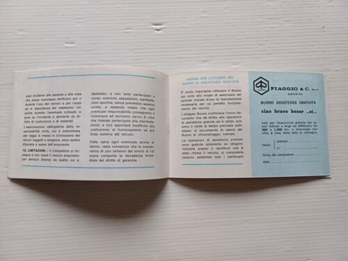 Piaggio Ciao Boxer Bravo Si libretto garanzia nuovo anni 70 …