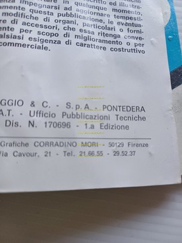 Piaggio Ciao C7E-V Bravo EEM1T-V Boxer 2 BMT1T-V manuale uso …